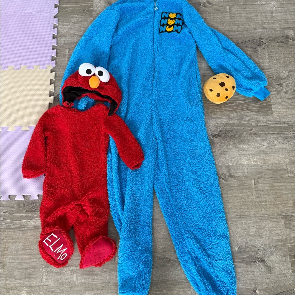 Sesame Street Elmo 18-24 months and Cookie Monster Adult XS-S Costume